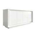 Buffet 4 portes blanc laqué piètement socle - AZONTO