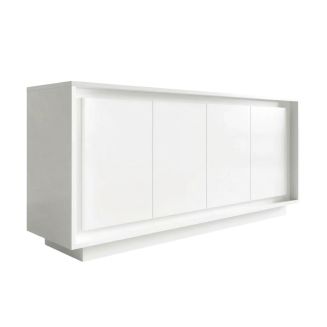 Buffet 4 portes blanc laqué piètement socle - AZONTO