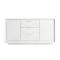 Buffet 2 portes 3 tiroirs blanc laqué piètement socle - AZONTO