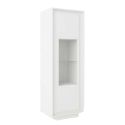 Vitrine 1 porte blanc laqué et verre piètement socle - AZONTO