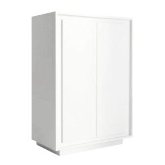 Rangement 2 portes blanc laqué piètement socle - AZONTO