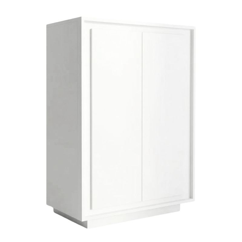 Rangement 2 portes blanc laqué piètement socle - AZONTO