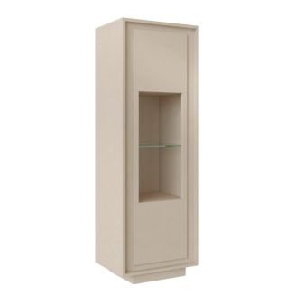 Vitrine 1 porte beige poudré et verre piètement socle - AZONTO