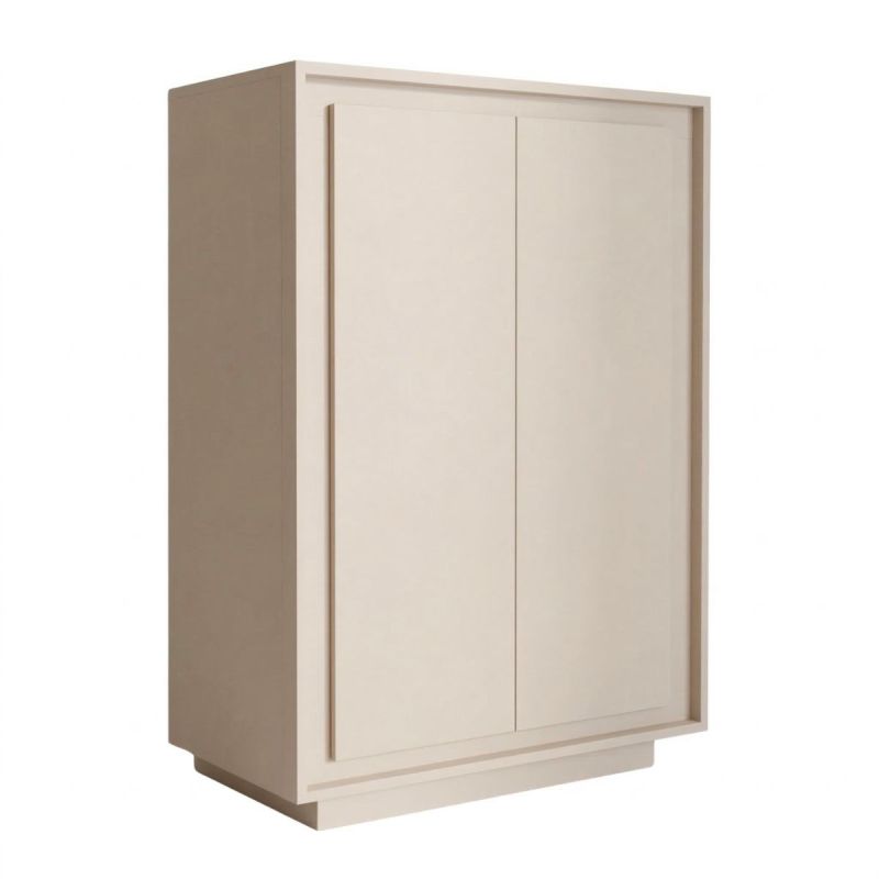 Rangement 2 portes beige poudré piètement socle - AZONTO