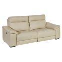 Canapé Relax Electrique 3 Places en cuir écru - STANLEY