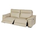 Canapé Relax Electrique 3 Places en cuir écru - STANLEY