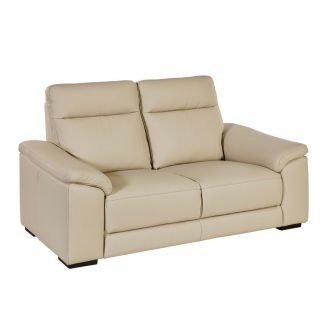 Canapé Fixe 2 Places en cuir écru - STANLEY