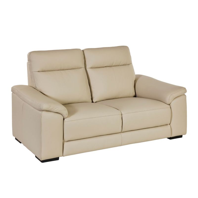 Canapé Fixe 2 Places en cuir écru - STANLEY