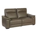 Canapé Relax Electrique 3 Places en cuir taupe foncé - STANLEY