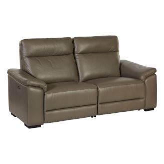 Canapé Relax Electrique 3 Places en cuir taupe foncé - STANLEY