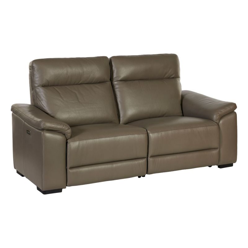 Canapé Relax Electrique 3 Places en cuir taupe foncé - STANLEY