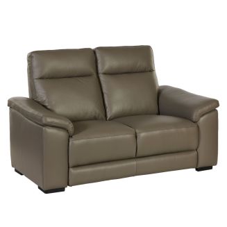 Canapé Fixe 2 Places en cuir taupe foncé - STANLEY