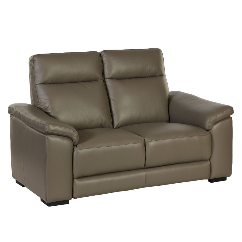 Canapé Fixe 2 Places en cuir taupe foncé - STANLEY