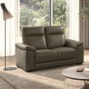 Canapé Fixe 2 Places en cuir taupe foncé - STANLEY