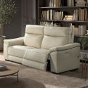 Canapé Relax Electrique 3 Places + Canapé 2 Places Fixe en cuir écru - STANLEY