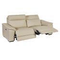 Canapé Relax Electrique 3 Places + Canapé 2 Places Fixe en cuir écru - STANLEY
