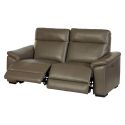 Canapé Relax Electrique 3 Places + Canapé 2 Places Fixe en cuir taupe foncé - STANLEY