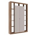 Colonne 2 portes avec encadrement 12 niches beige et aspect bois finition Mercure - LIMANI