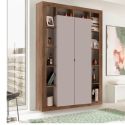 Colonne 2 portes avec encadrement 12 niches beige et aspect bois finition Mercure - LIMANI