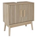Meuble de salle de bain sous vasque 2 portes Effet Bois avec Tasseaux - PAJAN