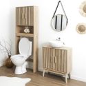 Meuble de salle de bain sous vasque 2 portes Effet Bois avec Tasseaux - PAJAN