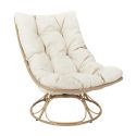 Fauteuil lounge pivotant avec assise coussin capitonné beige - MALIK