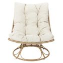 Fauteuil lounge pivotant avec assise coussin capitonné beige - MALIK