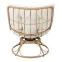 Fauteuil lounge pivotant avec assise coussin capitonné beige - MALIK