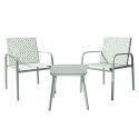 Ensemble jardin 2 fauteuils avec table basse motifs graphiques verts d'eau - AZTEK