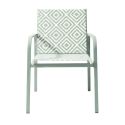 Ensemble jardin 2 fauteuils avec table basse motifs graphiques verts d'eau - AZTEK