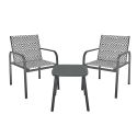 Ensemble jardin 2 fauteuils avec table basse motifs graphiques gris - AZTEK