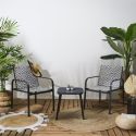Ensemble jardin 2 fauteuils avec table basse motifs graphiques gris - AZTEK