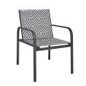 Ensemble jardin 2 fauteuils avec table basse motifs graphiques gris - AZTEK