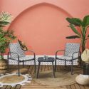 Ensemble jardin 2 fauteuils avec table basse motifs graphiques gris - AZTEK