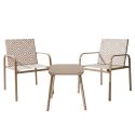 Ensemble jardin 2 fauteuils avec table basse motifs graphiques moka - AZTEK