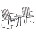 Ensemble jardin 2 fauteuils avec table basse motifs rayures gris - CALICO