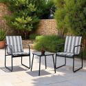 Ensemble jardin 2 fauteuils avec table basse motifs rayures gris - CALICO