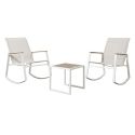 Ensemble jardin 2 fauteuils à bascule avec table basse en métal et bois - SWING