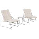 Ensemble jardin 2 fauteuils avec assise coussin capitonné + table basse beige - TIXON