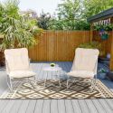Ensemble jardin 2 fauteuils avec assise coussin capitonné + table basse beige - TIXON