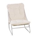 Ensemble jardin 2 fauteuils avec assise coussin capitonné + table basse beige - TIXON