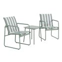 Ensemble jardin 2 fauteuils avec table basse motifs rayures vert et crème - CALICO