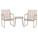 Ensemble jardin 2 fauteuils avec table basse motifs rayures moka et crème - CALICO