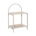 Chevet design arche 2 tablettes en métal laqué beige plateaux aspect pierre naturelle - SHANON