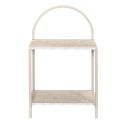 Chevet design arche 2 tablettes en métal laqué beige plateaux aspect pierre naturelle - SHANON