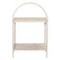 Chevet design arche 2 tablettes en métal laqué beige plateaux aspect pierre naturelle - SHANON