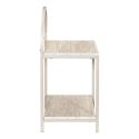 Chevet design arche 2 tablettes en métal laqué beige plateaux aspect pierre naturelle - SHANON