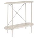 Console 2 niveaux en métal laqué beige plateaux aspect pierre naturelle - SHANON