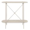 Console 2 niveaux en métal laqué beige plateaux aspect pierre naturelle - SHANON