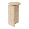 Table d'appoint Ø30cm plateau et piétements en MDF aspect travertin - VERTINA